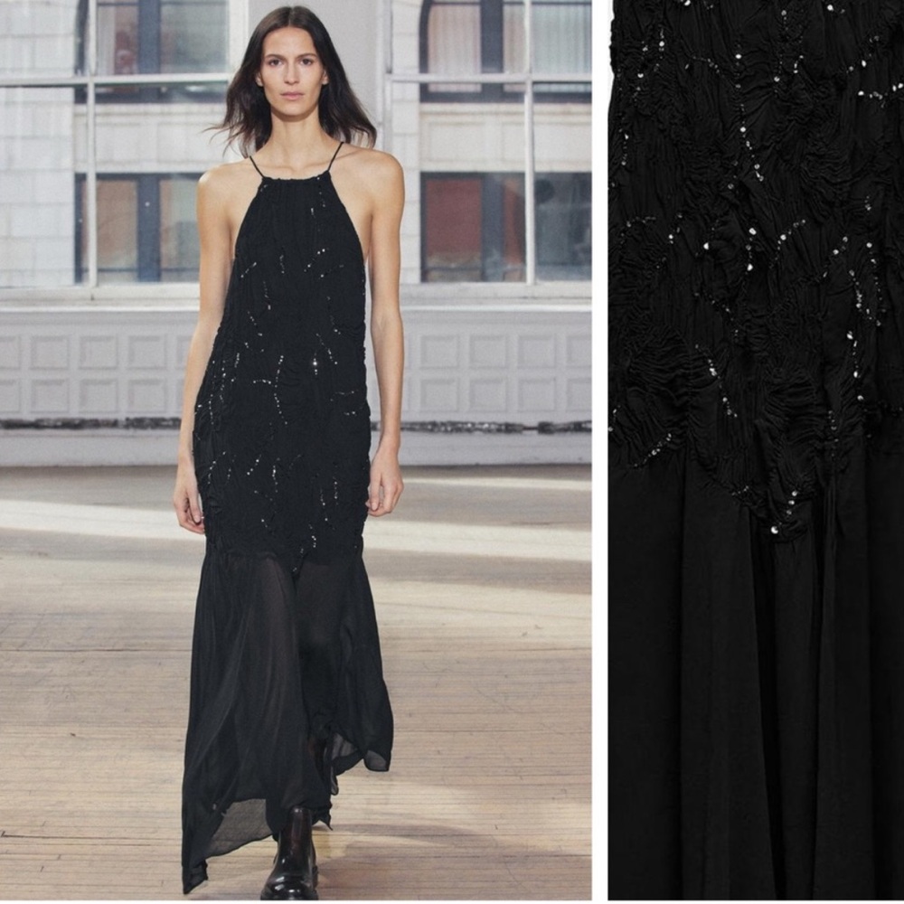 ZARA SEQUINNED HALTER DRESS ZW COLLECTION - Picture 2 of 16
